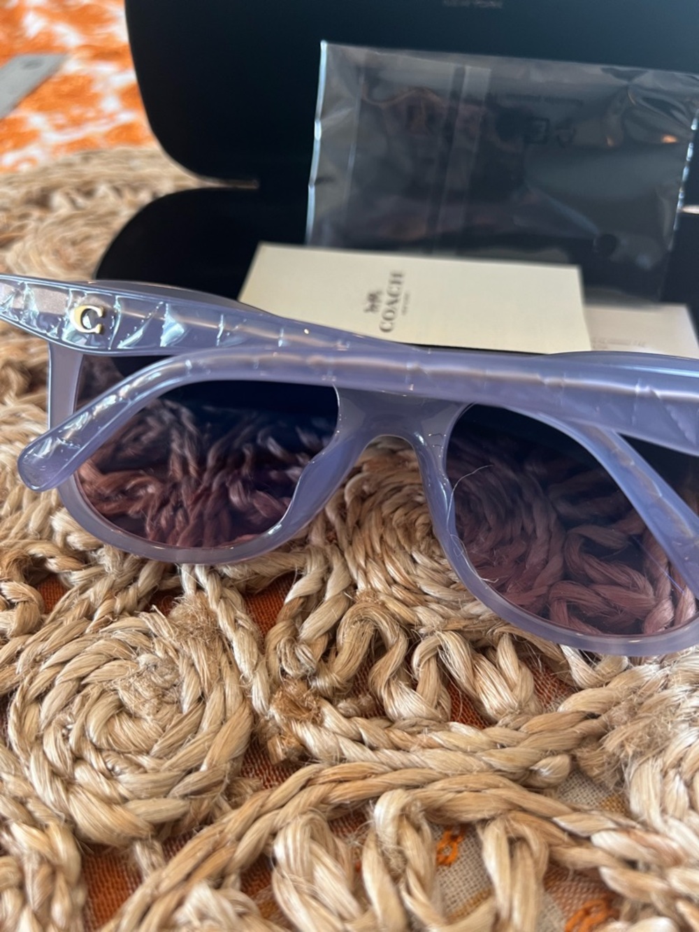 COACH Lavender Frame Sunglasses with Dark Lenses - Picture 4 of 6